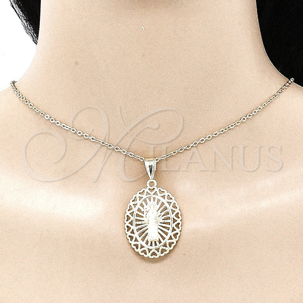 Gold Filled Pendant — Religious Pendant San Benito and Heart Design Polished — alternate product view — SKU 135705 | Oro Laminado dije — Religious Pendant San Benito and corazón diseño pulido — SKU 135705