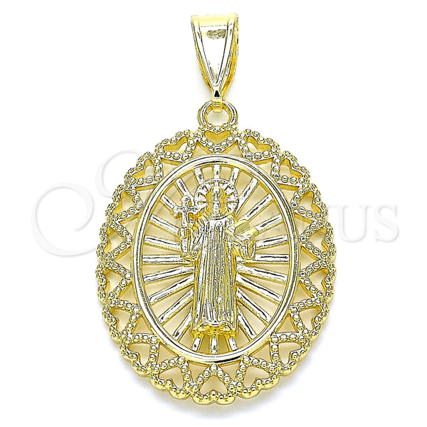 Gold Filled Pendant — Religious Pendant San Benito and Heart Design Polished — main product view — SKU 135705 | Oro Laminado dije — Religious Pendant San Benito and corazón diseño pulido — SKU 135705