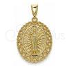 Oro Laminado Religious Pendant, Gold Filled Style San Benito and Heart Design, Polished, Golden Finish, 05.253.0106