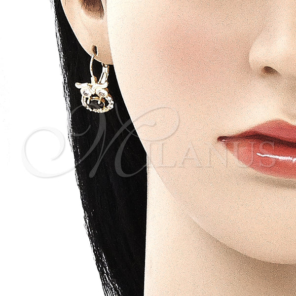 Gold Filled Ring — Leverback Earring Owl Design with Black and White — alternate product view — SKU 135710 | Oro Laminado anillo — Leverback Earring Owl diseño with negro and blanco — SKU 135710