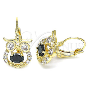 Gold Filled Ring — Leverback Earring Owl Design with Black and White — main product view — SKU 135710 | Oro Laminado anillo — Leverback Earring Owl diseño with negro and blanco — SKU 135710