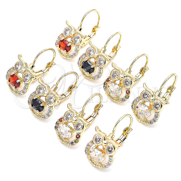 Gold Filled Ring — Leverback Earring Owl Design with Multicolor Cubic Zirconia — main product view — SKU 135711 | Oro Laminado anillo — Leverback Earring Owl diseño with Multicolor Cubic Zirconia — SKU 135711