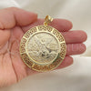 Oro Laminado Religious Pendant, Gold Filled Style Centenario Coin and Angel Design, Polished, Golden Finish, 05.253.0107