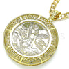 Oro Laminado Religious Pendant, Gold Filled Style Centenario Coin and Angel Design, Polished, Golden Finish, 05.253.0107