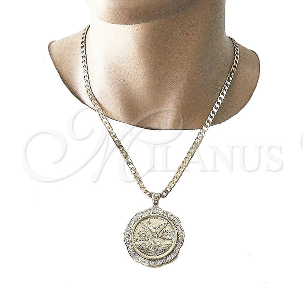 Gold Filled Pendant — Religious Pendant Centenario Coin and Angel Design with — alternate product view — SKU 135713 | Oro Laminado dije — Religious Pendant Centenario Coin and Angel diseño with — SKU 135713