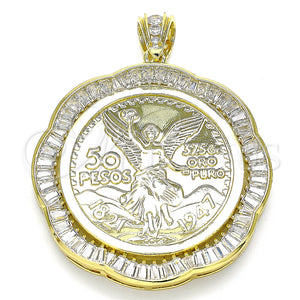 Gold Filled Pendant — Religious Pendant Centenario Coin and Angel Design with — main product view — SKU 135713 | Oro Laminado dije — Religious Pendant Centenario Coin and Angel diseño with — SKU 135713