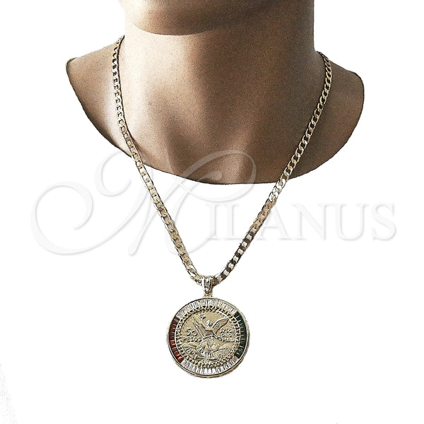 Gold Filled Pendant — Religious Pendant Centenario Coin and Angel Design with — alternate product view — SKU 135714 | Oro Laminado dije — Religious Pendant Centenario Coin and Angel diseño with — SKU 135714