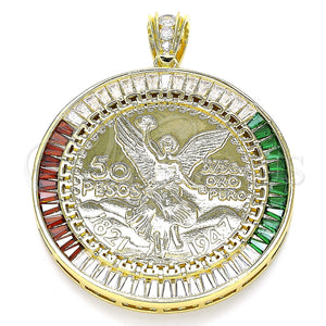 Gold Filled Pendant — Religious Pendant Centenario Coin and Angel Design with — main product view — SKU 135714 | Oro Laminado dije — Religious Pendant Centenario Coin and Angel diseño with — SKU 135714