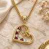 Oro Laminado Pendant Necklace, Gold Filled Style Heart and Bow Design, with Garnet and White Cubic Zirconia, Polished, Golden Finish, 04.195.0013.1.20 (02 MM Thickness, 20 Inches Length)