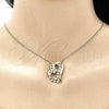 Oro Laminado Pendant Necklace, Gold Filled Style Heart Design, with Garnet and White Micro Pave, Polished, Golden Finish, 04.195.0023.1.20 (02 MM Thickness, 20 Inches Length)