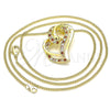 Oro Laminado Pendant Necklace, Gold Filled Style Heart Design, with Garnet and White Micro Pave, Polished, Golden Finish, 04.195.0023.1.20 (02 MM Thickness, 20 Inches Length)