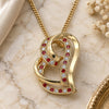 Oro Laminado Pendant Necklace, Gold Filled Style Heart Design, with Garnet and White Micro Pave, Polished, Golden Finish, 04.195.0023.1.20 (02 MM Thickness, 20 Inches Length)