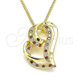 Gold Filled Necklace — Pendant Necklace Heart Design with Garnet and White — main product view — SKU 135731 | Oro Laminado collar — Pendant Necklace corazón diseño with Garnet and blanco — SKU 135731