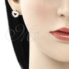 Oro Laminado Stud Earring, Gold Filled Style Heart Design, with White Cubic Zirconia, Polished, Golden Finish, 02.233.0024.7