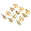 Oro Laminado Stud Earring, Gold Filled Style Heart Design, with White Micro Pave, Polished, Golden Finish, 02.233.0050