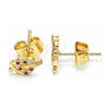 Oro Laminado Stud Earring, Gold Filled Style Heart Design, with Garnet and White Micro Pave, Polished, Golden Finish, 02.233.0050.1