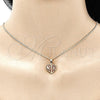 Oro Laminado Earring and Pendant Adult Set, Gold Filled Style Heart Design, with White Micro Pave, Polished, Golden Finish, 10.233.0045.1