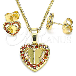 Gold Filled Ring — Earring and Pendant Adult Set Heart and Butterfly — main product view — SKU 135779 | Oro Laminado anillo — Earring and Pendant Adult Set corazón and Butterfly — SKU 135779
