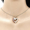 Oro Laminado Pendant Necklace, Gold Filled Style Heart Design, with Garnet and White Cubic Zirconia, Polished, Golden Finish, 04.213.0006.1.20 (02 MM Thickness, 20 Inches Length)