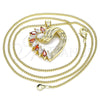 Oro Laminado Pendant Necklace, Gold Filled Style Heart Design, with Garnet and White Cubic Zirconia, Polished, Golden Finish, 04.213.0006.1.20 (02 MM Thickness, 20 Inches Length)