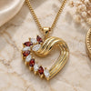 Oro Laminado Pendant Necklace, Gold Filled Style Heart Design, with Garnet and White Cubic Zirconia, Polished, Golden Finish, 04.213.0006.1.20 (02 MM Thickness, 20 Inches Length)