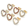 Oro Laminado Stud Earring, Gold Filled Style Heart Design, with Garnet Cubic Zirconia, Polished, Golden Finish, 02.284.0032.1