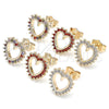Oro Laminado Stud Earring, Gold Filled Style Heart Design, with Garnet Cubic Zirconia, Polished, Golden Finish, 02.284.0032.1