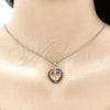 Oro Laminado Pendant Necklace, Gold Filled Style Heart Design, with Garnet Cubic Zirconia, Polished, Golden Finish, 04.284.0055.1.20 (02 MM Thickness, 20 Inches Length)