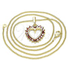 Oro Laminado Pendant Necklace, Gold Filled Style Heart Design, with Garnet Cubic Zirconia, Polished, Golden Finish, 04.284.0055.1.20 (02 MM Thickness, 20 Inches Length)