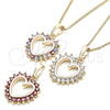 Oro Laminado Pendant Necklace, Gold Filled Style Heart Design, with Garnet Cubic Zirconia, Polished, Golden Finish, 04.284.0055.1.20 (02 MM Thickness, 20 Inches Length)