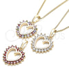 Oro Laminado Pendant Necklace, Gold Filled Style Heart Design, with Garnet Cubic Zirconia, Polished, Golden Finish, 04.284.0055.1.20 (02 MM Thickness, 20 Inches Length)
