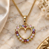 Oro Laminado Pendant Necklace, Gold Filled Style Heart Design, with Multicolor Cubic Zirconia, Polished, Golden Finish, 04.284.0055.2.20 (02 MM Thickness, 20 Inches Length)