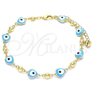 Gold Filled Anklet — Fancy Anklet Evil Eye and Hand Design Turquoise — main product view — SKU 135791 | Oro Laminado tobillera — elegante Anklet Evil Eye and Hand diseño Turquoise — SKU 135791