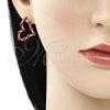 Oro Laminado Earring and Pendant Adult Set, Gold Filled Style Heart Design, with Garnet Crystal, Polished, Golden Finish, 10.351.0014.1