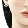 Oro Laminado Earring and Pendant Adult Set, Gold Filled Style with Black and White Crystal, Polished, Golden Finish, 10.351.0016