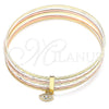Oro Laminado Semanario Bangle, Gold Filled Style with White Cubic Zirconia, Diamond Cutting Finish, Tricolor, 07.253.0012.06 (02 MM Thickness, Size 6 (2.75 Diameter))