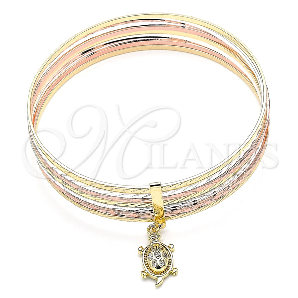 Gold Filled Jewelry — Semanario Bangle Turtle Design with White Cubic Zirconia — main product view — SKU 135820 | Oro Laminado joyería — Semanario Bangle Turtle diseño with blanco Cubic Zirconia — SKU 135820
