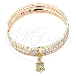 Gold Filled Jewelry — Semanario Bangle Turtle Design with White Cubic Zirconia — main product view — SKU 135820 | Oro Laminado joyería — Semanario Bangle Turtle diseño with blanco Cubic Zirconia — SKU 135820