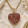 Oro Laminado Pendant Necklace, Gold Filled Style Heart Design, with Garnet and White Cubic Zirconia, Polished, Golden Finish, 04.283.0009.1.20 (02 MM Thickness, 20 Inches Length)