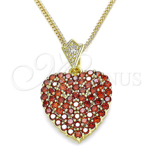 Gold Filled Necklace — Pendant Necklace Heart Design with Garnet and White — main product view — SKU 135824 | Oro Laminado collar — Pendant Necklace corazón diseño with Garnet and blanco — SKU 135824