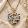 Oro Laminado Pendant Necklace, Gold Filled Style Heart Design, with Multicolor Cubic Zirconia, Polished, Golden Finish, 04.283.0009.2.20 (02 MM Thickness, 20 Inches Length)