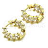 Oro Laminado Huggie Hoop, Gold Filled Style with White Cubic Zirconia, Polished, Golden Finish, 02.210.0435.20