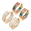 Oro Laminado Huggie Hoop, Gold Filled Style Baguette Design, with Multicolor Cubic Zirconia, Polished, Golden Finish, 02.210.0437.1.20