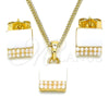 Oro Laminado Earring and Pendant Adult Set, Gold Filled Style with Ivory Pearl, Polished, Golden Finish, 10.379.0015