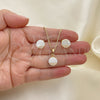 Oro Laminado Earring and Pendant Adult Set, Gold Filled Style with Ivory Pearl, Polished, Golden Finish, 10.379.0016