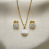 Oro Laminado Earring and Pendant Adult Set, Gold Filled Style with Ivory Pearl, Polished, Golden Finish, 10.379.0016