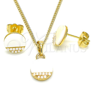 Gold Filled Ring — Earring and Pendant Adult Set with Ivory Pearl — main product view — SKU 135848 | Oro Laminado anillo — Earring and Pendant Adult Set with Ivory Pearl — SKU 135848