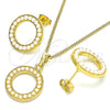 Oro Laminado Earring and Pendant Adult Set, Gold Filled Style with Ivory Pearl, Polished, Golden Finish, 10.379.0018