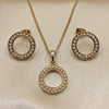 Oro Laminado Earring and Pendant Adult Set, Gold Filled Style with Ivory Pearl, Polished, Golden Finish, 10.379.0018