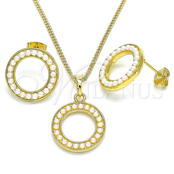 Gold Filled Ring — Earring and Pendant Adult Set with Ivory Pearl — main product view — SKU 135850 | Oro Laminado anillo — Earring and Pendant Adult Set with Ivory Pearl — SKU 135850